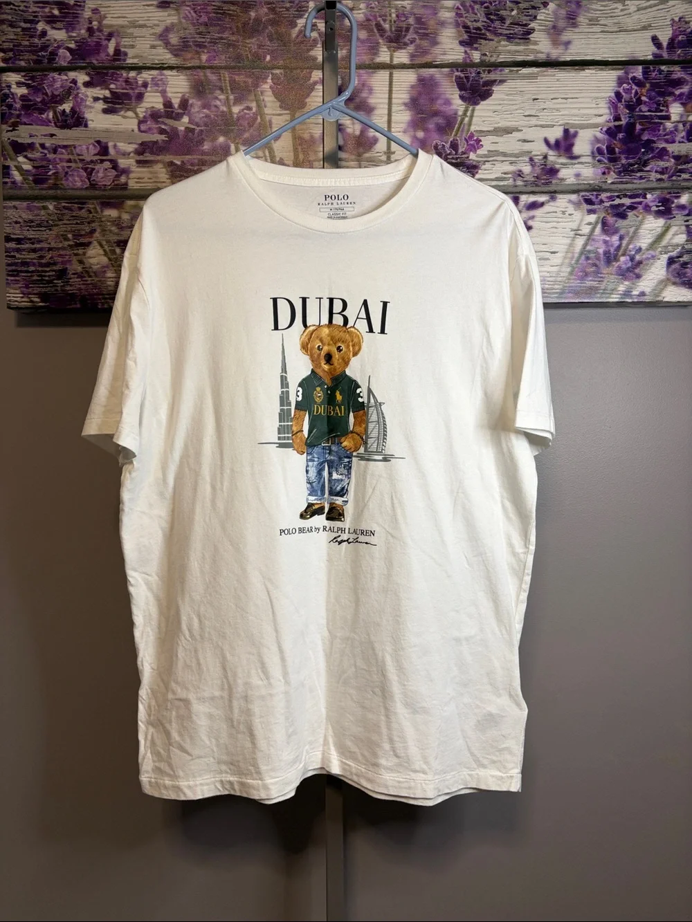 Polo by Ralph Lauren White Dubai Polo Bear Graphic Tee EUC Size M